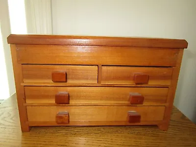 Vintage Wooden 4 Drawer Handmade Jewelry Box With Top Compartment Maple? • $28.99