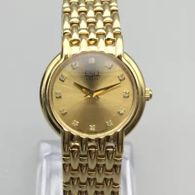 ESQ Esquire By Movado Watch Women 24mm Gold Tone Bling Indexes New Battery 6.5  • $35.99