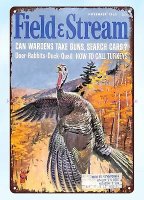 Man Cave Vintage Tin Signs 1963 Field & Stream Turkey Hunting Metal Tin Sign • $18.89
