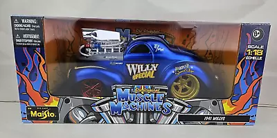 Maisto Muscle Machines 1941 Willy Special Blue Hoyt's Speed Shop 1:18 Diecast • $64.99