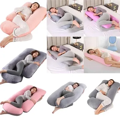 Pregnancy Pillow J/U-Shape Full Body Pillow 100% Cotton Maternity Support Pillow • $40.99