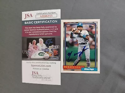 MANNY LEE 1992 Topps # 634 Autographed Signed Card BLUE JAYS JSA AUTO  • $39.99