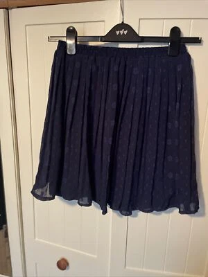 £7.50 • Buy Ladies Navy Blue Chiffon Embroidered Pleated Lined Short Skirt Size 10-12