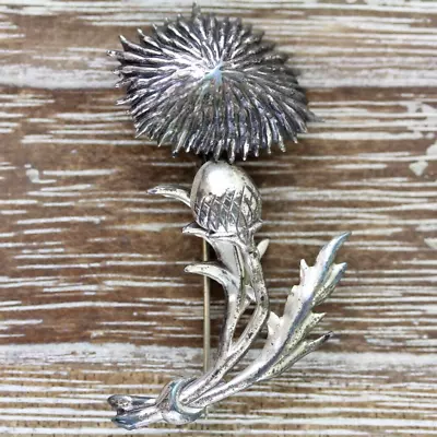 Vintage Lang Thistle Scottish Sterling Silver 925 Brooch Pin Retro Pretty Signed • $36