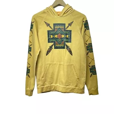 Cowgirl Tuff Yellow Green Southwestern Print Hoodie Size Small • $24.95