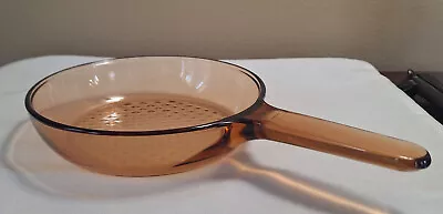 Vision Corning France Small 7  Skillet Amber Glass Cookware Waffle Bottom VTG • $15