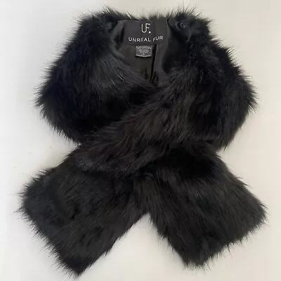 Unreal Fur Black Faux Fur Neck Wrap Scarf W/Slit 39  Rachel Zoe • $8.80