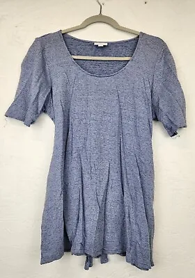 J Jill Pure Jill Tunic Top Linen Blend Tie In Front Or Back Blue Short Sleeve L • $15