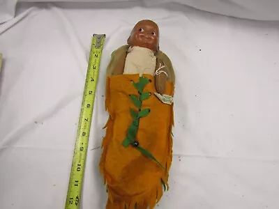 VINTAGE DOLL Black American Indian Doll Madame Hendren TAG FELT PAPOOSE 9 INCH • $34.87