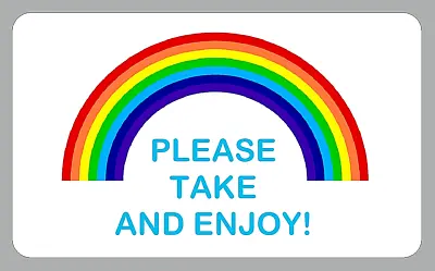 X21 Rainbow Stickers Please Take And Enjoy Homemade Sweet Cone Sticky Labels • £2.70