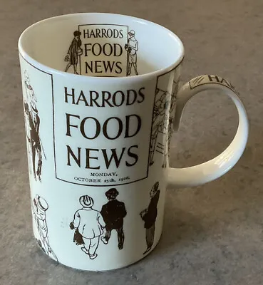 HARRODS :: 4” HANDLED MUG “Food News” Monday Oct 25th 1926 Brown Design ENGLAND • $24.99