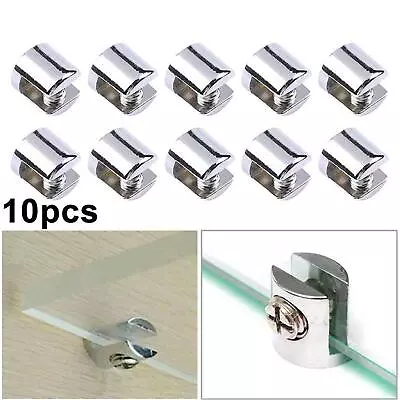 10Pcs Glass Shelf Support Clamp Clip Tool Door Hardware 6mm-8mm Mirror Clips • £10.15