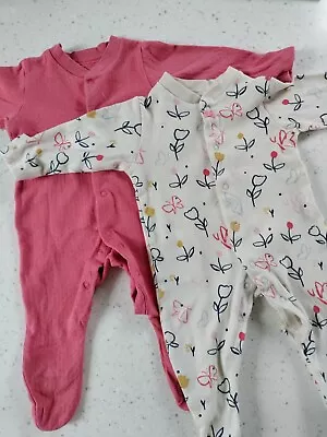 M&S Baby Girl Sleepsuit Pair 0-3 Months • £0.99