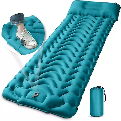 Sleeping Pad Foot Press Ultralight Inflatable Camping Sleeping Mat 4 Inch Thic • $74.31