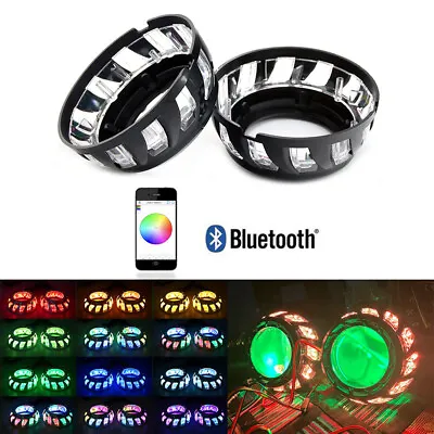 3.0 Inch H1 Bi Xenon Hid Projector Lens Shrouds RGB APP Bluetooth Led Angel Eyes • $49.99