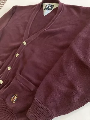 VTG Woods & Gray Men’s Sz XL Maroon Varsity Cardigan Sweater 90s Pockets Heavy • $45