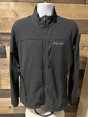 Marmot Jacket Mens Medium Black M3 Softshell Full Zip Windproof Coat Pockets • $27.88
