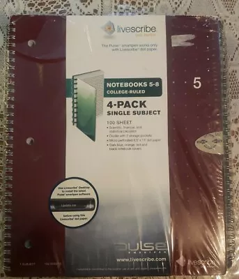 Livescribe 8.5 X 11 Single Subject Notebook Dot Paper 5-8)-4 Pack ANA-00018*READ • $34.95