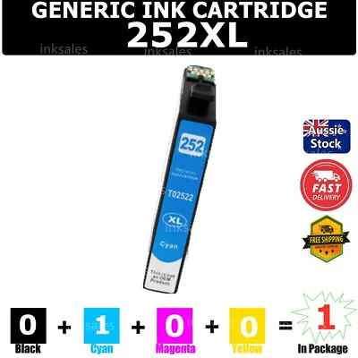 1x Generic 252XL Cyan Ink Cartridge For Epson Workforce WF 3620 3640 7610 • $4.50
