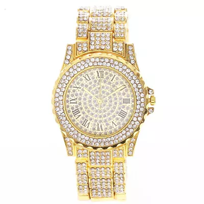 Mens Wrist Watch Frosted Ice Bling Luxury Wristwatch Fashion Rapper Jewelry New • $14.99