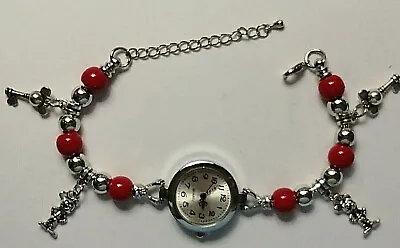 £10.99 • Buy Handmade Silver MICKEY MOUSE Watch Bracelet With 4 Charms .