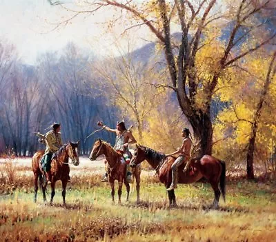 Teller Of Tales By Martin Grelle Native American Indian Western Horses 38x43 • $1850