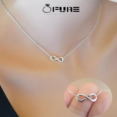 Infinity Necklace Forever Love 925 Sterling Silver Plated For Couples Women Girl • £3.99