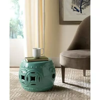 SAFAVIEH Ceramic Garden Stool Double Coin Water Resistant/Weatherproof Blue • $109.23