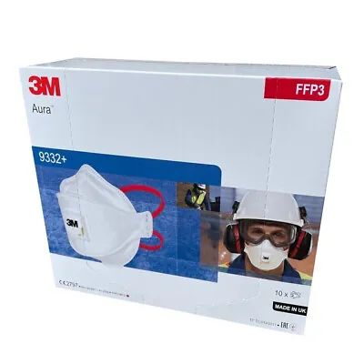 10x 3M Aura 9332+ Face / Dust Mask FFP3 Valved Respirator Individually Sealed • £9.45