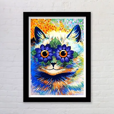 Flower Eyes Cat Art Print By Louis Wain Available Framed Wall Art • £23.49