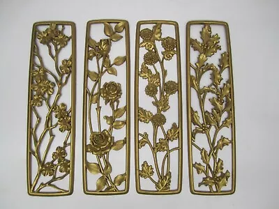 Set 4 Vtg 1950s Dart 4773 Floral Berry Wall Hanging Art Panels Hollywood Regency • $39.95