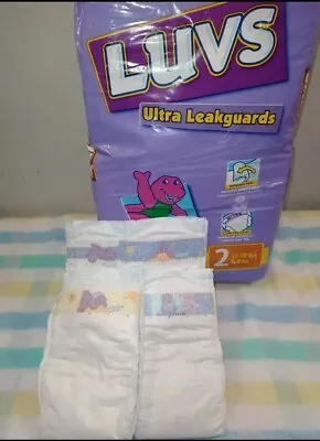 Vintage Luvs Diapers Size 2  Reborn *4 Diapers* Barney Diapers • $11.99