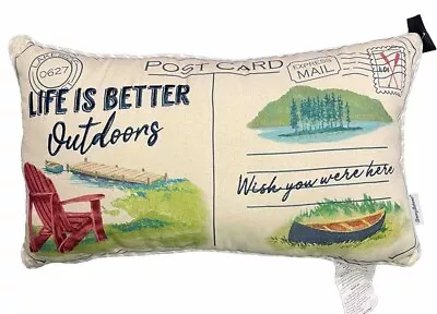 Tommy Bahama Postcard Lake Throw Pillow Life Is Better Outdoors Cabin Lake House • $35.99