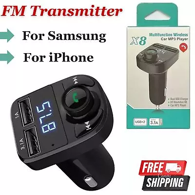 UK Car Wireless Bluetooth FM Transmitter Mp3 Player USB Car Charger Adapter • £7.79