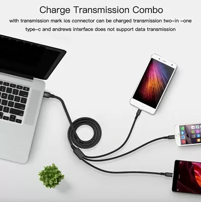 $3.99 • Buy 3 In 1 Multi USB Charger Charging Cable Cord For IPhone Micro USB TYPE Android