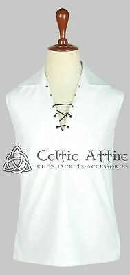 $23 • Buy Scottish Ghillie KILT SHIRT Sleeveless Jacobite Jacobean Cotton Shirt