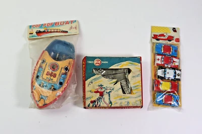 £37.74 • Buy Three Vintage Toys Yacht Repeating Gun 5 Miniature Cars Pop Pop Boat