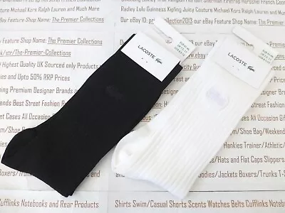 LACOSTE Smart Luxury Sock Mens 1pk Asst Black Rib-Stripe UK 7.5-11 Socks BNIP • £17.99