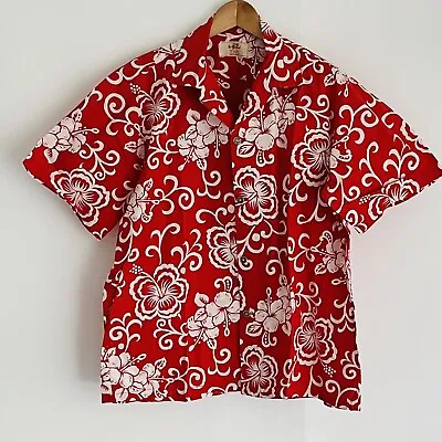 Vintage Men’s XL Ui-Maikai Red Hibiscus Aloha Shirt • $29.95