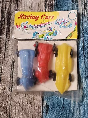 Racing Cars Vintage Toy Hong Kong Pack 3 Red Yellow Blue Unopened Collectible • $14