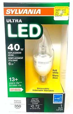 Sylvania B13 LED 40W Using 6W Candelabra Base E12 Soft White Dimmable Light Bulb • $7.99