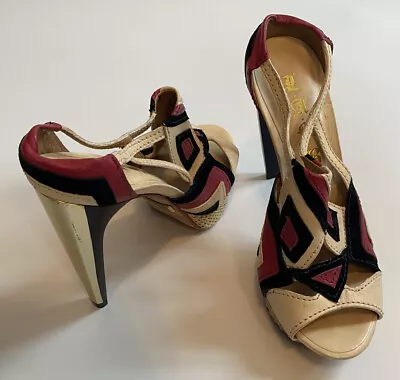 L.A.M.B Gwen Stefani Women’s Stiletto Heels Sandals Size 6M Leather • $40