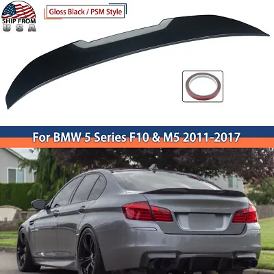 For 11-17 BMW 5 Series F10 F18 528i 550i 535i Gloss Black PSM Style Rear Spoiler • $63