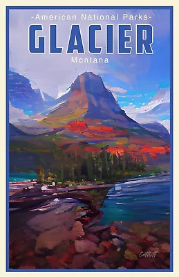 Glacier National Park Montana Travel Poster • Signed • 11x17 Nice • $16.33