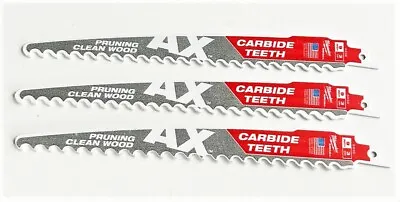 3 Milwaukee Ax 9  Carbide Pruning Sawzall Blades 3tpi Reciprocating Saw Usa 5232 • $21.99