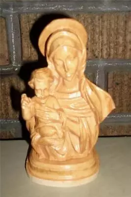 Vintage Catholic Carved Wood Bvm Virgin Mary & Infant Jesus Statue Figurine ~exc • $34.99