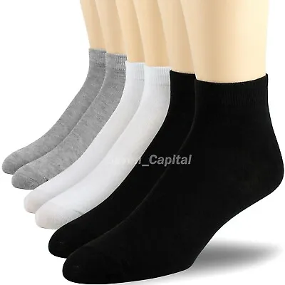 For Mens Womens Ankle Low Cut Quarter Cotton Athletic Sports Running Socks 9-13 • $5.99