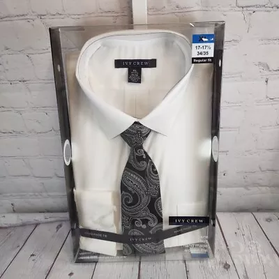 NIP Ivy Crew Men's White Dress Shirt & Black Tie Set  Size XL 17-17 1/2; 34/35 • $29.99