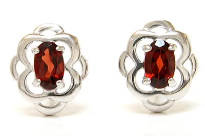 9ct White Gold Garnet Studs Celtic Earrings Made In UK Gift Boxed Birthday Gift • £78.99