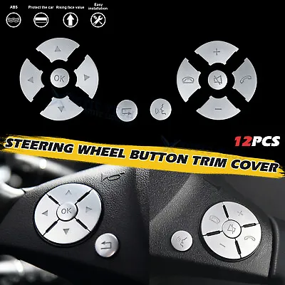 Silver Steering Wheel Button Cover Accessories For Mercedes-Benz W204 W212 GLK • $20.97